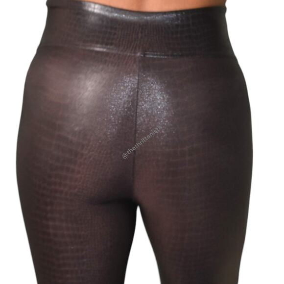 Spanx Croc Leggings Brown Faux Leather High Waist Shaping Slimming Size Small - Picture 5 of 12